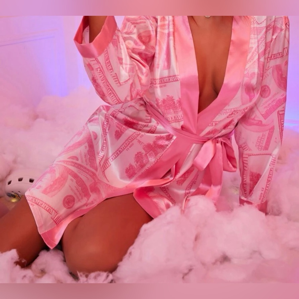 Satin pink robe